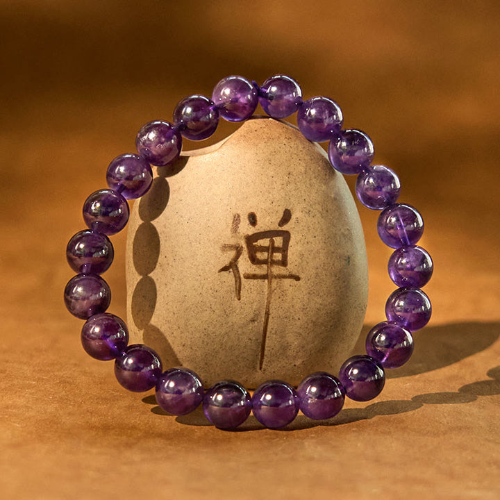 Buddha Stones Natürliches Amethyst-Meditationsarmband für inneren Frieden