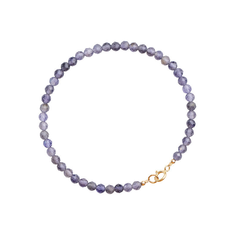 Buddha Stones , 3 mm, Amethyst, Iolith, ultradünne Perlen, 14 Karat vergoldetes Kupfer-Kommunikationsarmband - image 10