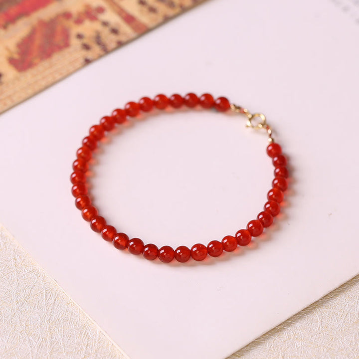 Buddha Stones Kleines rotes Achat-Armband mit ultradünnen Perlen