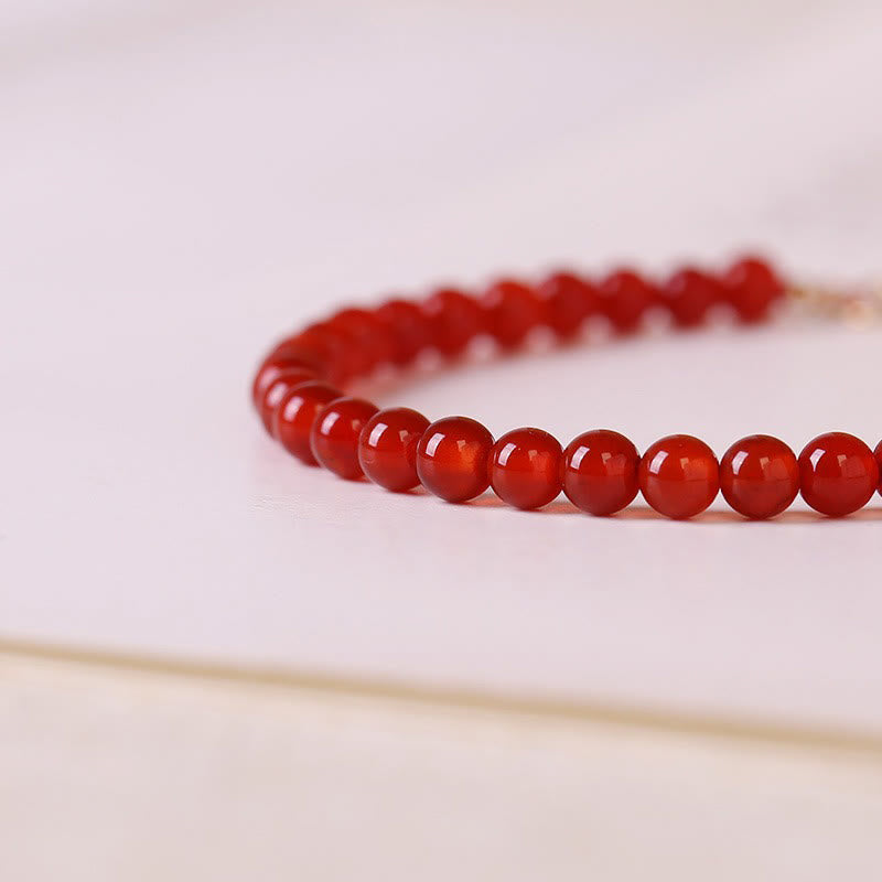 Buddha Stones Kleines rotes Achat-Armband mit ultradünnen Perlen