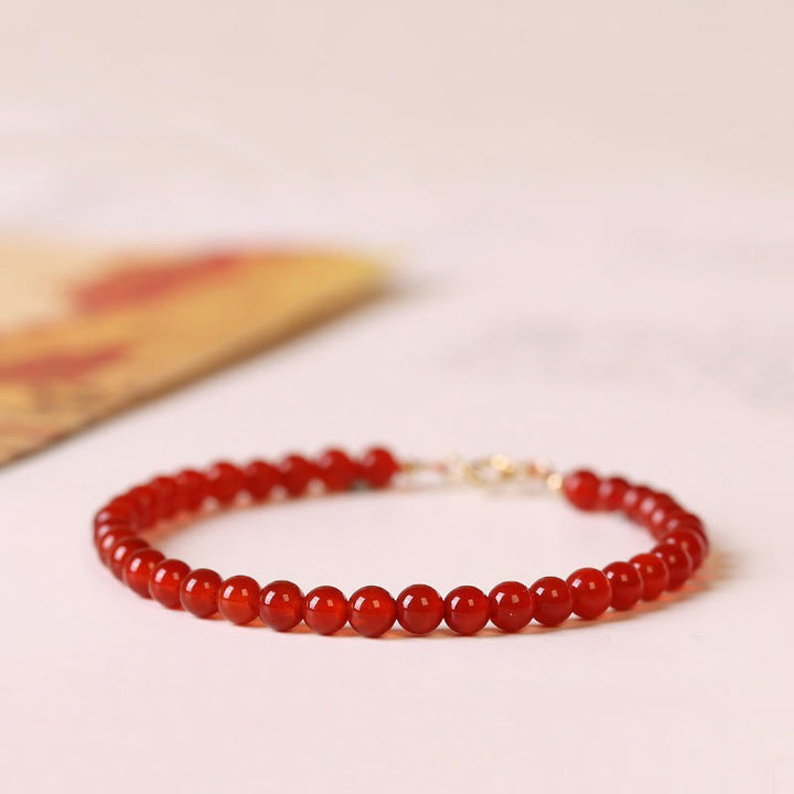 Buddha Stones Kleines rotes Achat-Armband mit ultradünnen Perlen