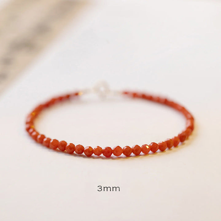 Buddha Stones Natürliches Kirsch-Persimmon-Achat-Armband mit ultradünnen Perlen