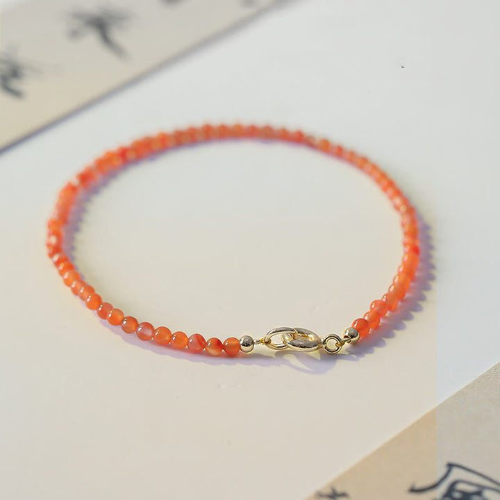 Buddha Stones Natürliches Kirsch-Persimmon-Achat-Armband mit ultradünnen Perlen