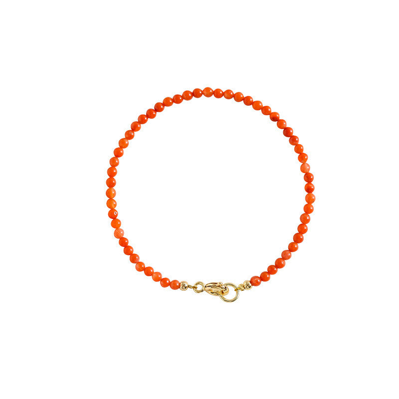 Buddha Stones Natürliches Kirsch-Persimmon-Achat-Armband mit ultradünnen Perlen