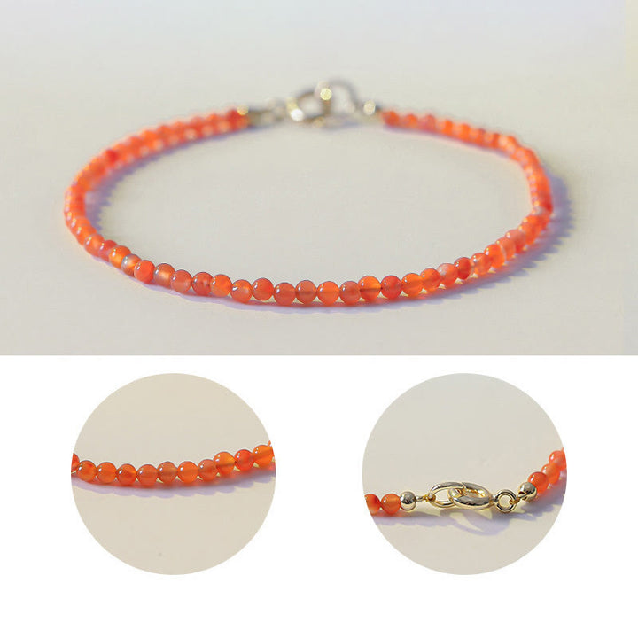 Buddha Stones Natürliches Kirsch-Persimmon-Achat-Armband mit ultradünnen Perlen