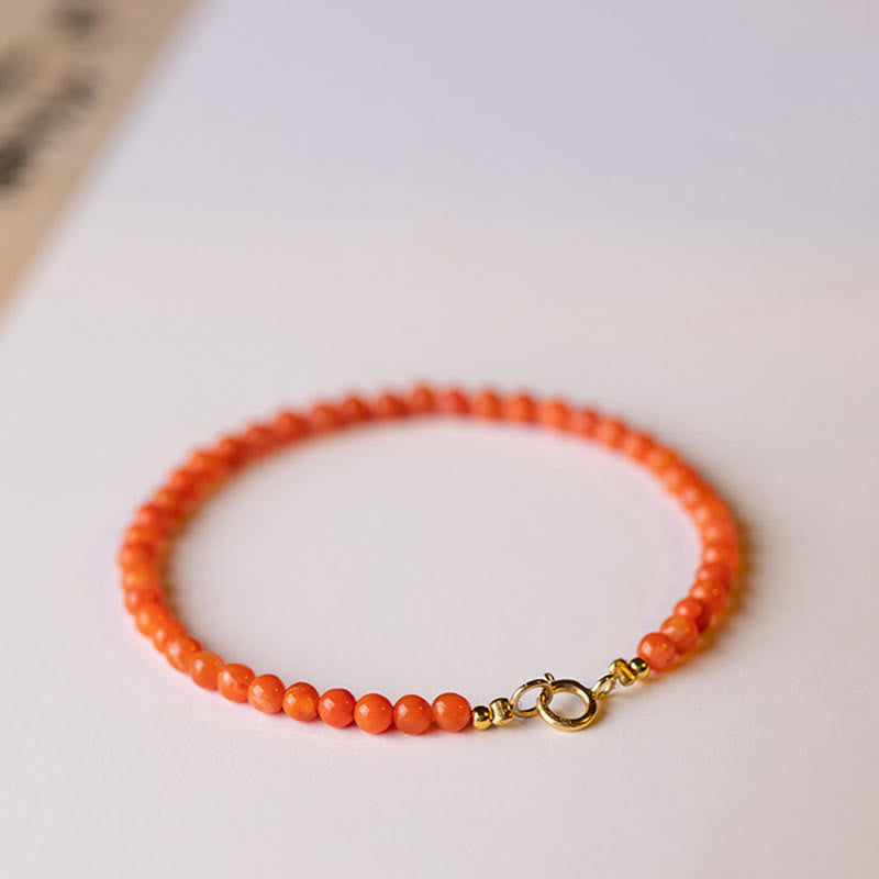 Buddha Stones Natürliches Kirsch-Persimmon-Achat-Armband mit ultradünnen Perlen