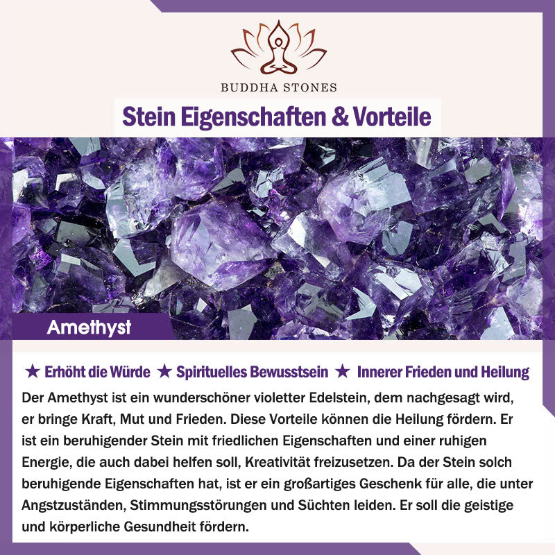 Buddha Stones Natürliches Amethyst-Kristall-Vierblättriges Kleeblatt, spirituelles Heilarmband