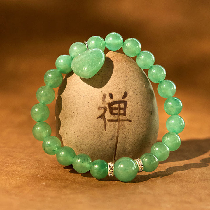 Buddha Stones Armband mit verschiedenem Kristall, grüner Aventurin, Liebesherz, Balance