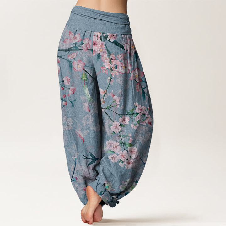 Buddha Stones Pfirsichblüten Fliegende Gänse Muster Damen Haremshose mit elastischer Taille - image 10
