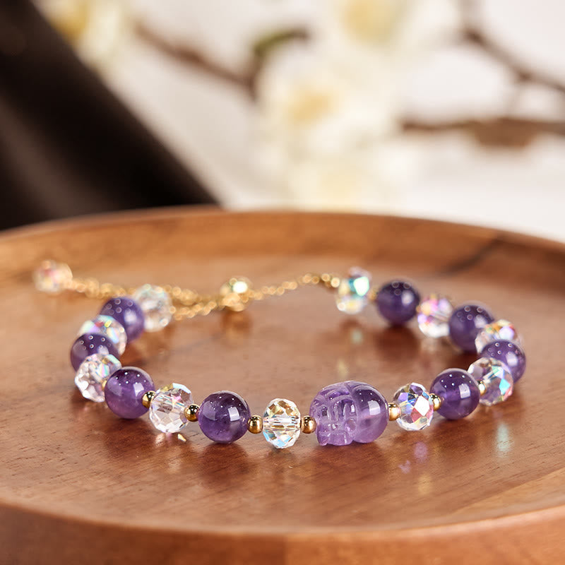 Buddha Stones Natürliches Amethyst-Pixiu-Kristall-Balance-Armband