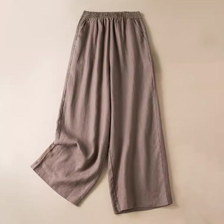 Buddha Stones Lässige, einfarbige Hose aus Baumwollleinen mit weitem Bein und Taschen für Damen - Peru - US12， UK/AU16，EU44 (3XL) - image 17