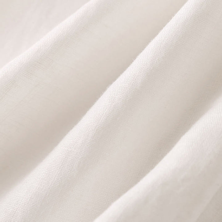 Buddha Stones Lässige, einfarbige, weit geschnittene Hose aus Baumwollleinen mit Schnürung für Damen - image 33