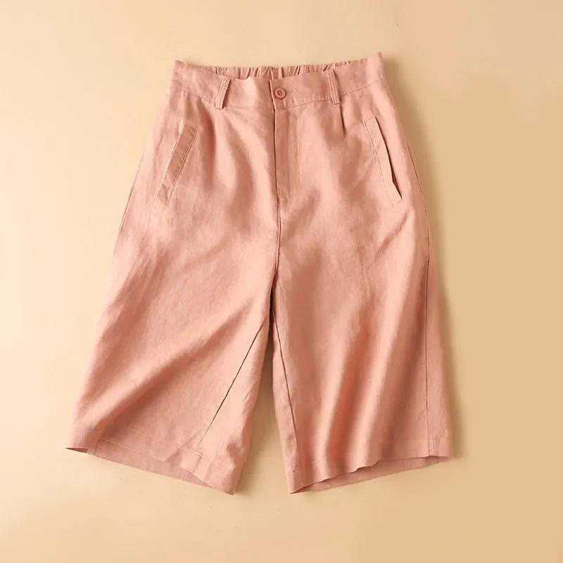 Buddha Stones - einfarbige Shorts aus Baumwolle mit Knopf und Reißverschluss und Taschen - LightSalmon - US12， UK/AU16，EU44 (3XL) - image 5