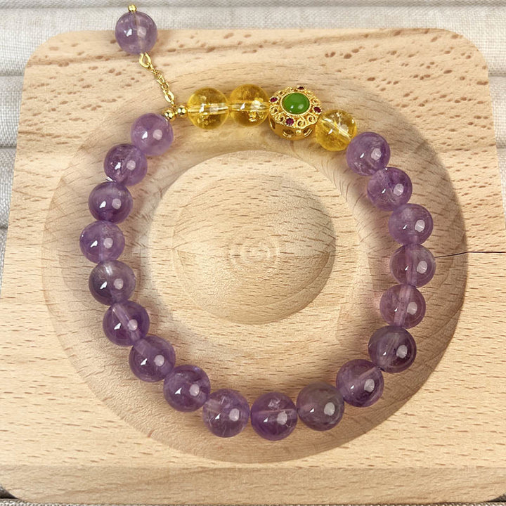 Buddha Stones Natürliches Amethyst-Meditations-Balance-Armband