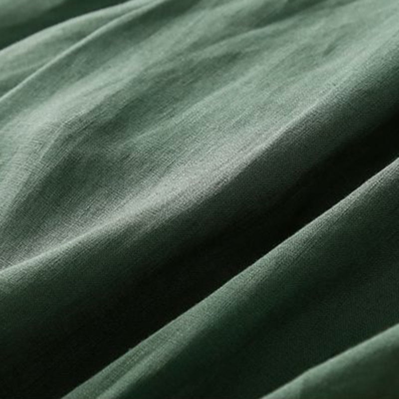 Buddha Stones - Unifarbene, plissierte Shorts aus Baumwollleinen mit Reißverschluss und Taschen