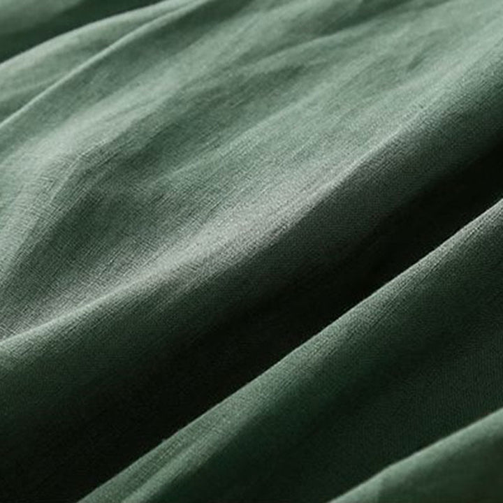 Buddha Stones - Unifarbene, plissierte Shorts aus Baumwollleinen mit Reißverschluss und Taschen