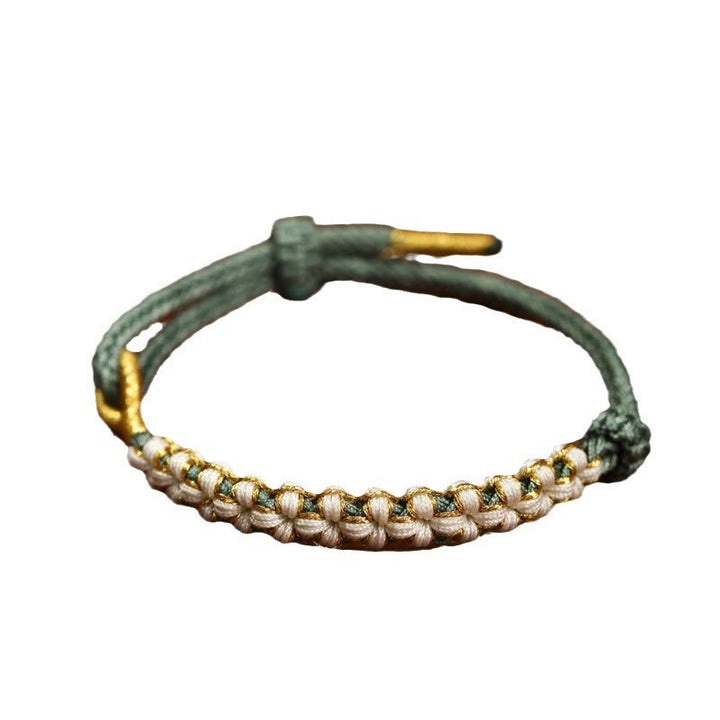 Buddha Stones, tibetischer Goldfaden, bunt, Pfirsichblüten-Knotenverbindung, geflochtenes Armband