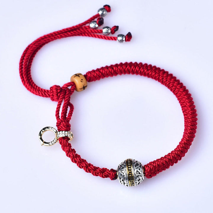 Buddha Stones Tibetisches rotes Seil Diamantknoten Glück geflochtenes Armband