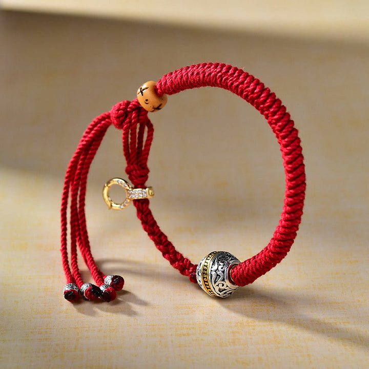 Buddha Stones Tibetisches rotes Seil Diamantknoten Glück geflochtenes Armband