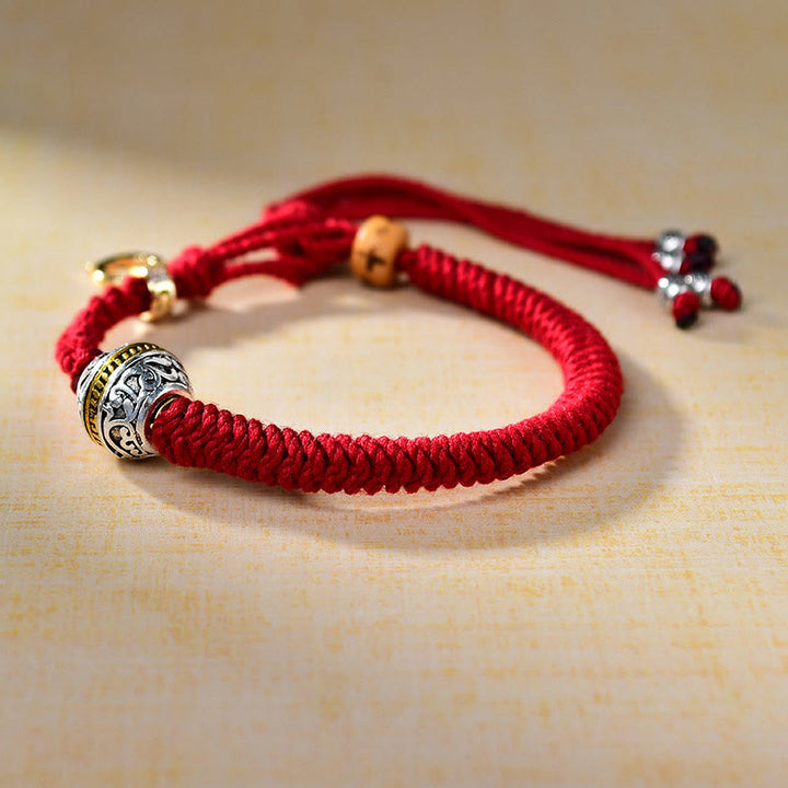 Buddha Stones Tibetisches rotes Seil Diamantknoten Glück geflochtenes Armband