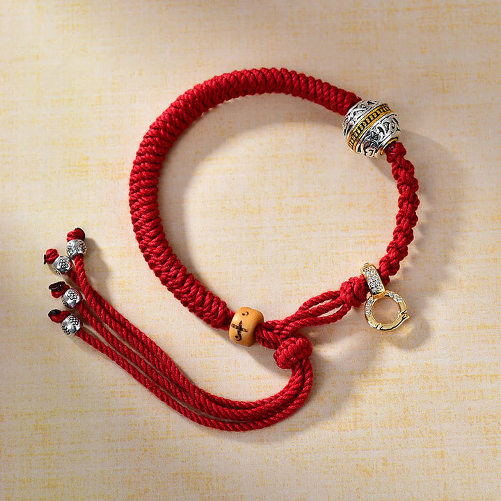 Buddha Stones Tibetisches rotes Seil Diamantknoten Glück geflochtenes Armband