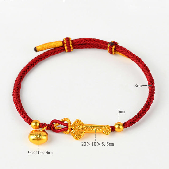 Buddha Stones, rote Schnur, Fu-Charakter, Barren, Ruyi-Stick, geflochtenes Armband