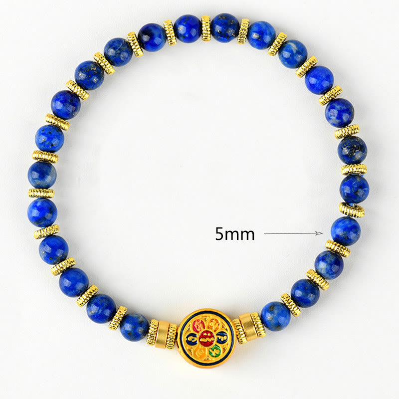Buddha Stones Natürliches Lazurit Lapislazuli Om Mani Padme Hum Perlen-Balance-Armband - image 7