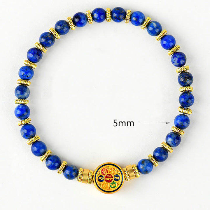 Buddha Stones Natürliches Lazurit Lapislazuli Om Mani Padme Hum Perlen-Balance-Armband - image 7