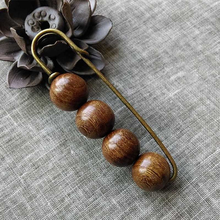 Buddha Stones Vintage Sandelholz Agathis Alba Ebenholz Holz Peltogyne Perlen Heilung Brosche