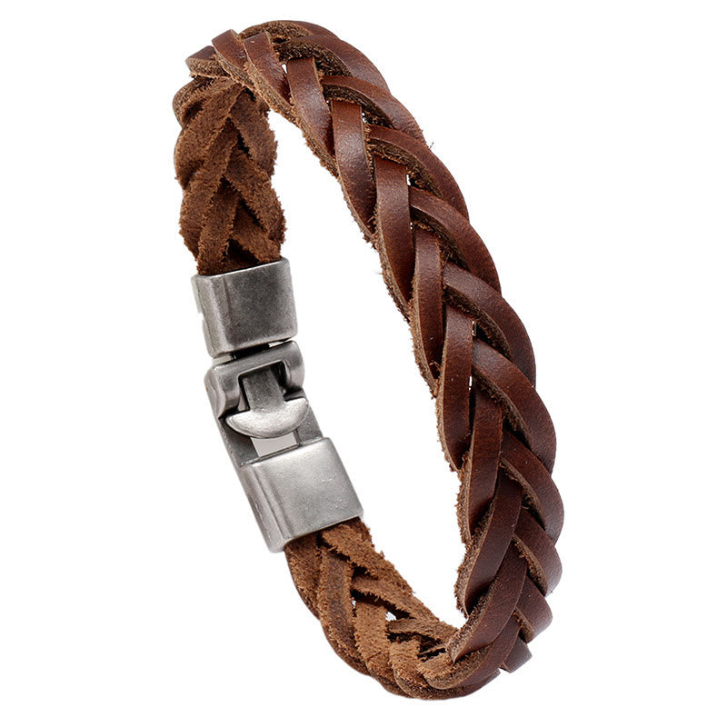 Buddha Stones Vintage-Armband aus geflochtenem Leder mit Schnalle - image 3