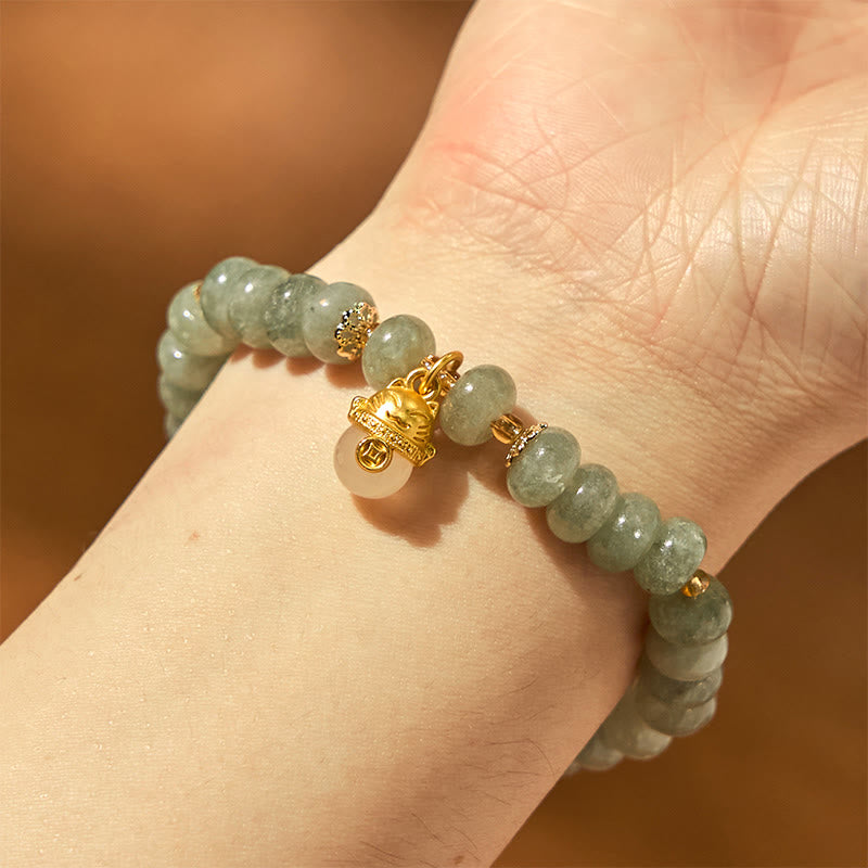 Buddha Stones Erdbeerquarz Cyan Jade Glückskatze Perlen Heilung Armband