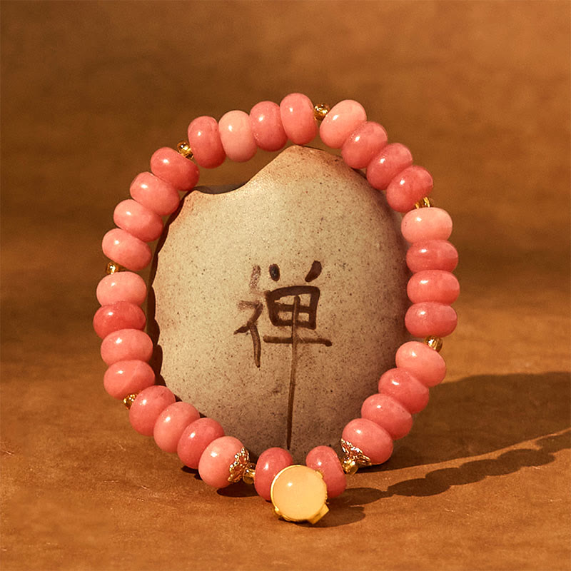 Buddha Stones Erdbeerquarz Cyan Jade Glückskatze Perlen Heilung Armband