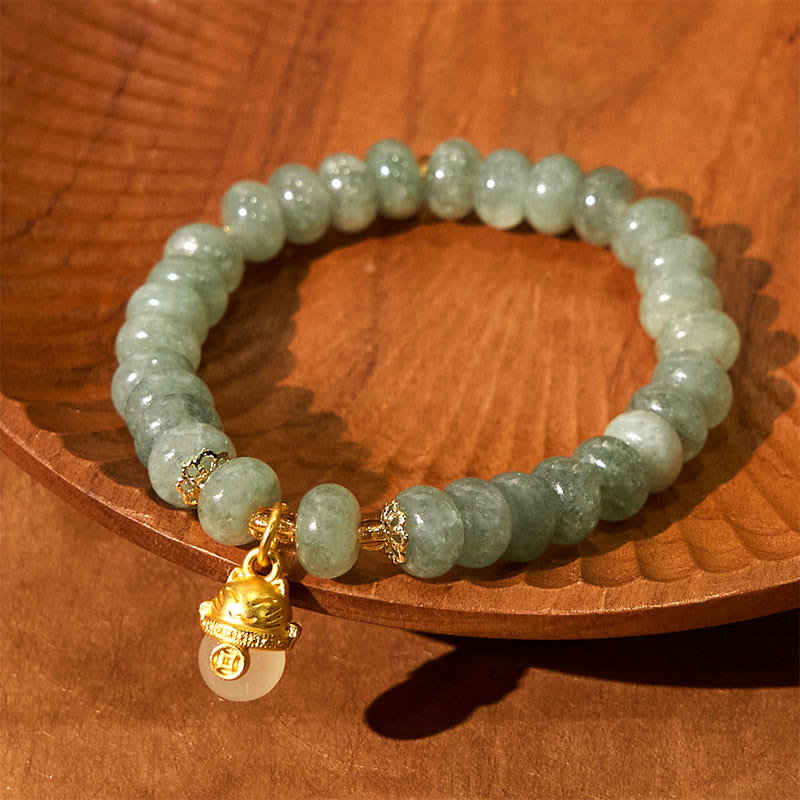 Buddha Stones Erdbeerquarz Cyan Jade Glückskatze Perlen Heilung Armband