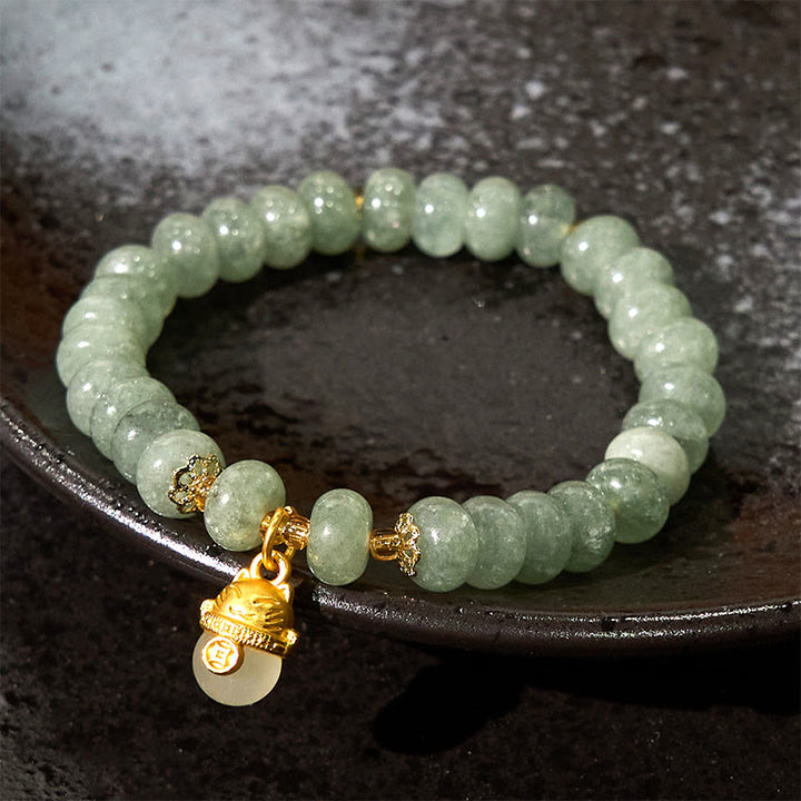 Buddha Stones Erdbeerquarz Cyan Jade Glückskatze Perlen Heilung Armband