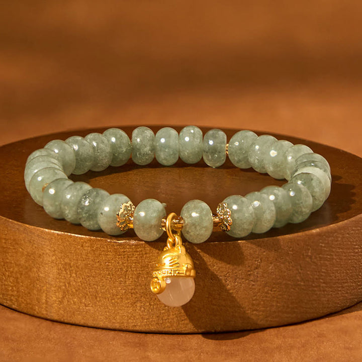 Buddha Stones Erdbeerquarz Cyan Jade Glückskatze Perlen Heilung Armband