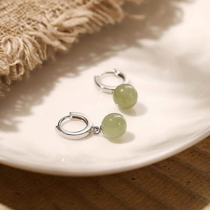Buddha Stones, runde Jade-Perlen-Wohlstandsohrringe - image 2