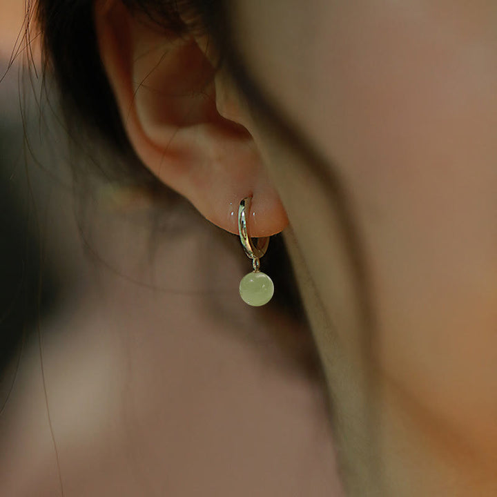 Buddha Stones, runde Jade-Perlen-Wohlstandsohrringe - image 3