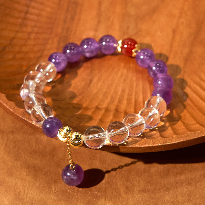 Buddha Stones Natürliche Amethyst Weiß Kristall Perlen Kommunikation Armband