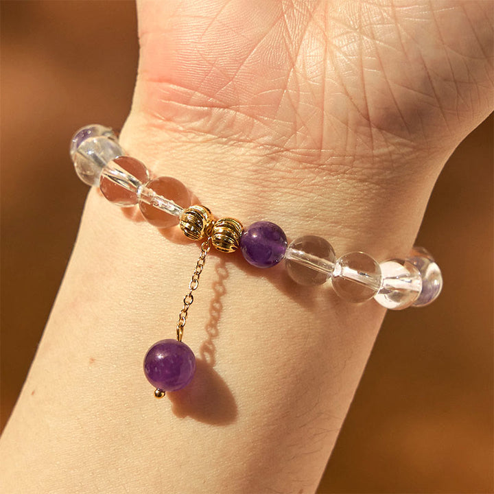 Buddha Stones Natürliche Amethyst Weiß Kristall Perlen Kommunikation Armband