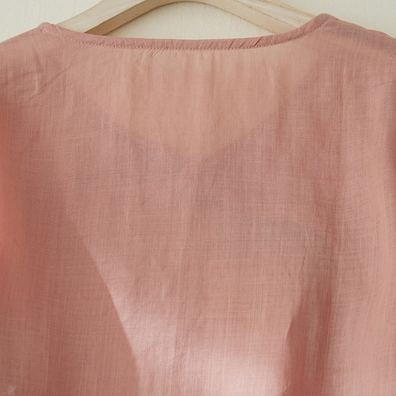 Lässiges Damen-Hemd aus Baumwolle und Leinen mit Buddha Stones -Stickerei und Pflanzen-Design - image 4