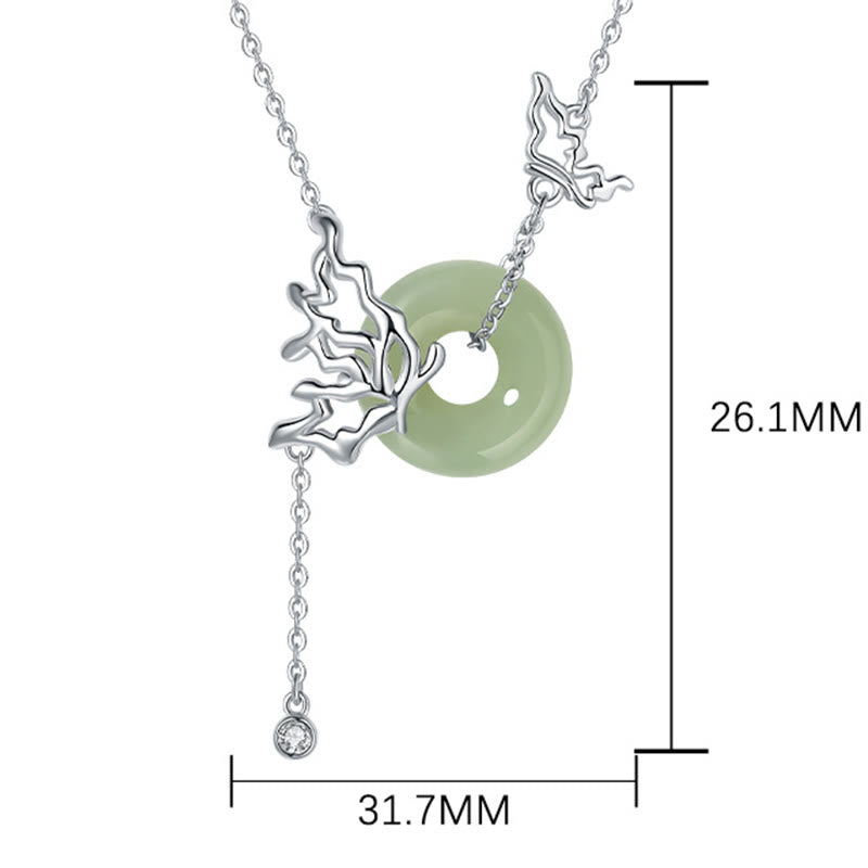 Buddha Stones 925 Sterling Silber Natürliche Hetian Jade Frieden Schnalle Schmetterling Fülle Halskette Anhänger - image 4