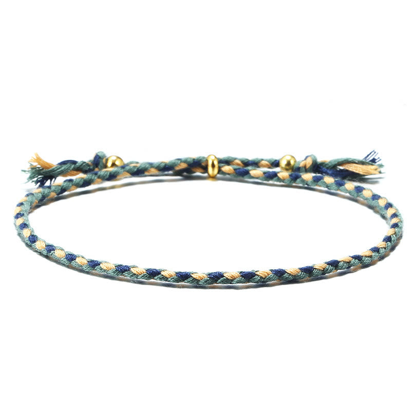 Buddha Stones, handgefertigt, buntes Seil, geflochtene Quaste, verstellbares Harmonie-Armband - Blau-Beige (Handgelenkumfang 14-20 cm) - image 0