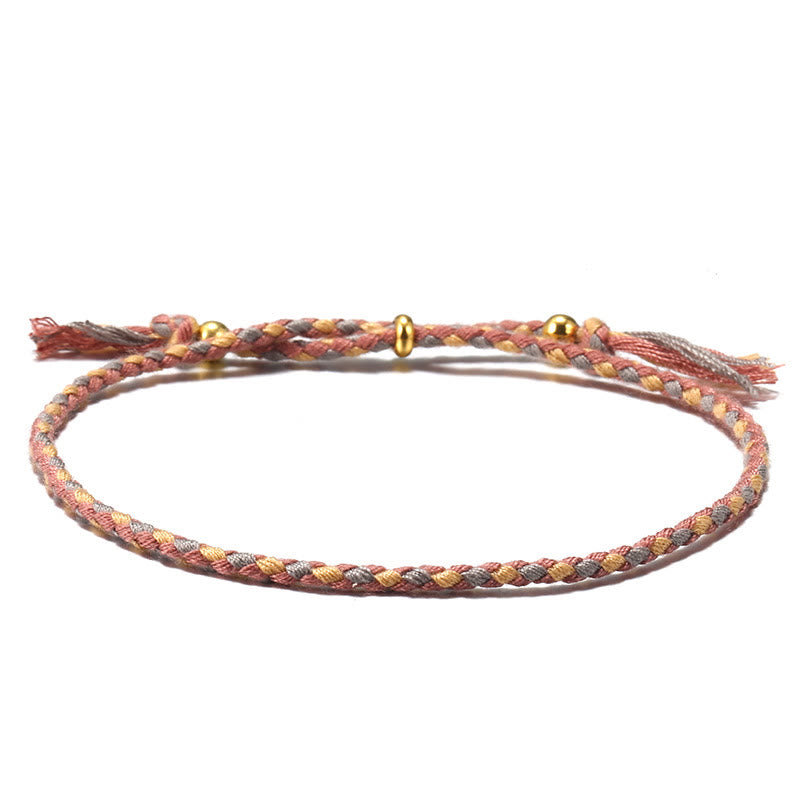 Buddha Stones, handgefertigt, buntes Seil, geflochtene Quaste, verstellbares Harmonie-Armband - Rosa Gelb (Handgelenkumfang 14-20 cm) - image 1