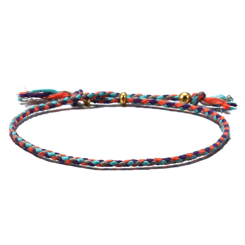 Buddha Stones, handgefertigt, buntes Seil, geflochtene Quaste, verstellbares Harmonie-Armband - Orange Blau (Handgelenkumfang 14-20 cm) - image 5