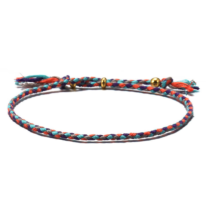 Buddha Stones, handgefertigt, buntes Seil, geflochtene Quaste, verstellbares Harmonie-Armband - Orange Blau (Handgelenkumfang 14-20 cm) - image 5