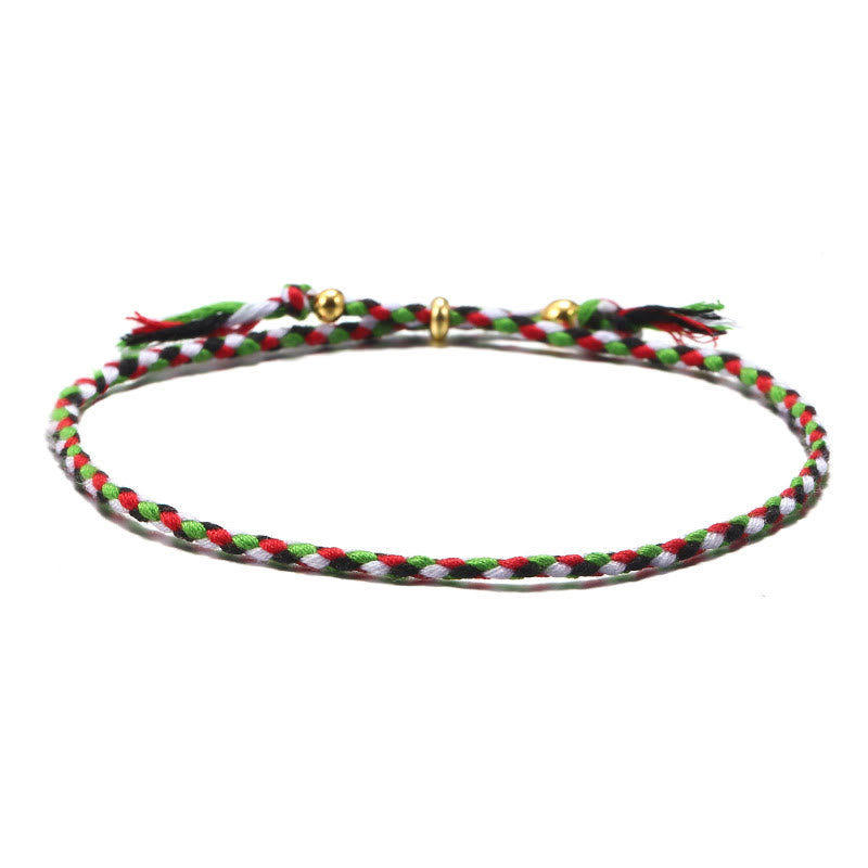 Buddha Stones, handgefertigt, buntes Seil, geflochtene Quaste, verstellbares Harmonie-Armband - Grün Weiß (Handgelenkumfang 14-20 cm) - image 6