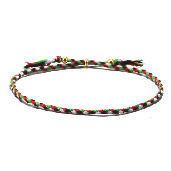 Buddha Stones, handgefertigt, buntes Seil, geflochtene Quaste, verstellbares Harmonie-Armband - Grün Weiß (Handgelenkumfang 14-20 cm) - image 6