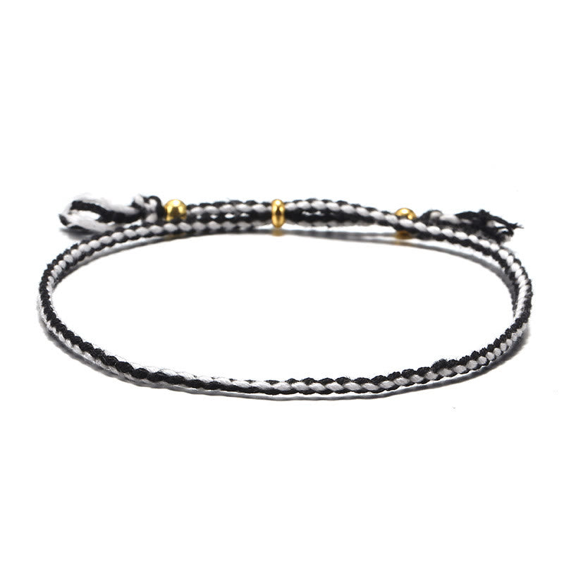 Buddha Stones, handgefertigt, buntes Seil, geflochtene Quaste, verstellbares Harmonie-Armband - Schwarz Weiß (Handgelenkumfang 14-20 cm) - image 7