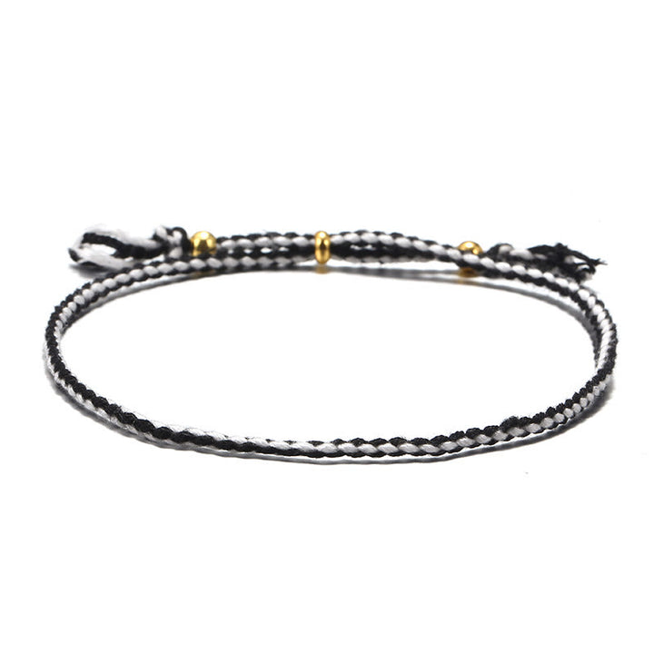 Buddha Stones, handgefertigt, buntes Seil, geflochtene Quaste, verstellbares Harmonie-Armband - Schwarz Weiß (Handgelenkumfang 14-20 cm) - image 7