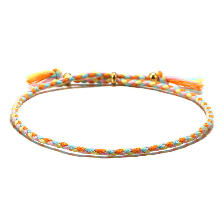 Buddha Stones, handgefertigt, buntes Seil, geflochtene Quaste, verstellbares Harmonie-Armband - Gelb Blau (Handgelenkumfang 14-20 cm) - image 8